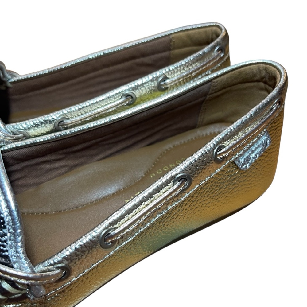 Kurt Geiger London Metallic Quilted Leather Loafers Crown Charm Bow Moccasins - Picture 5 of 16